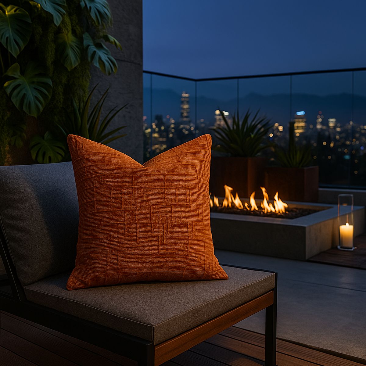 ARMONIA - Funda de almohadón chenille terracota 45x45 living dormitorio 744