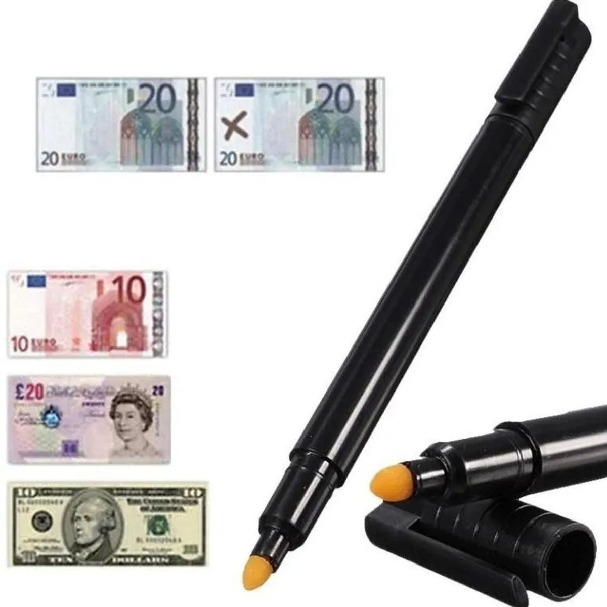 GENERICO - Pack 10 Plumón Lápiz Detector De Billetes Falsos Tester Pen