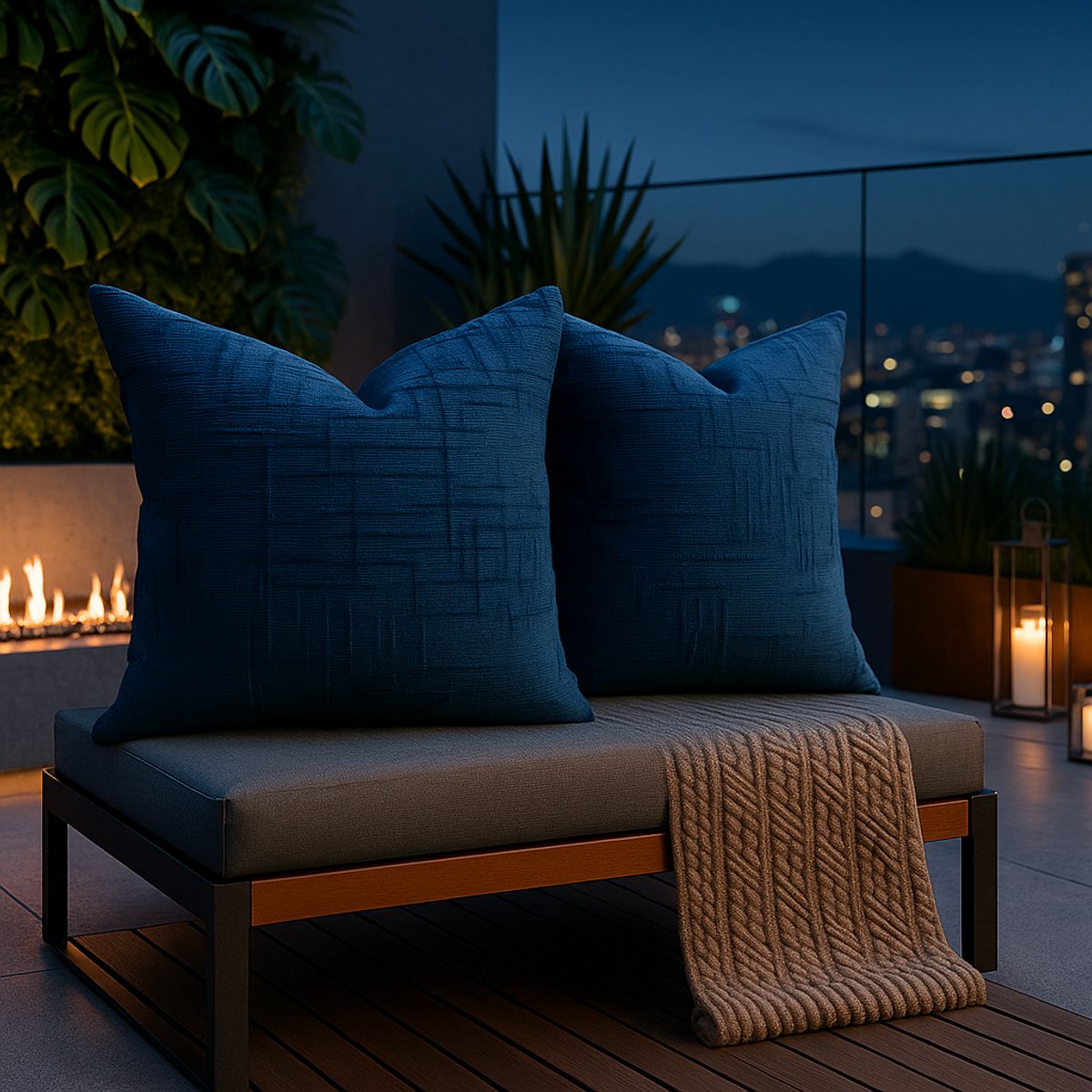 ARMONIA - Pack 2 fundas de almohadón chenille azul 45x45 living dormitorio 744