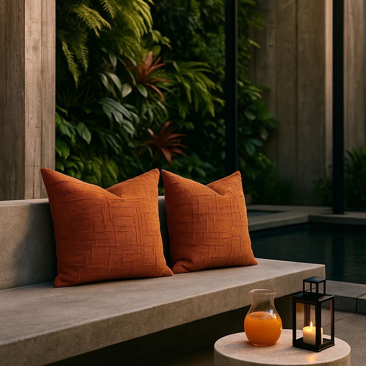 ARMONIA - Pack 2 fundas de cojín chenille terracota decorativas 45x45 suaves 744