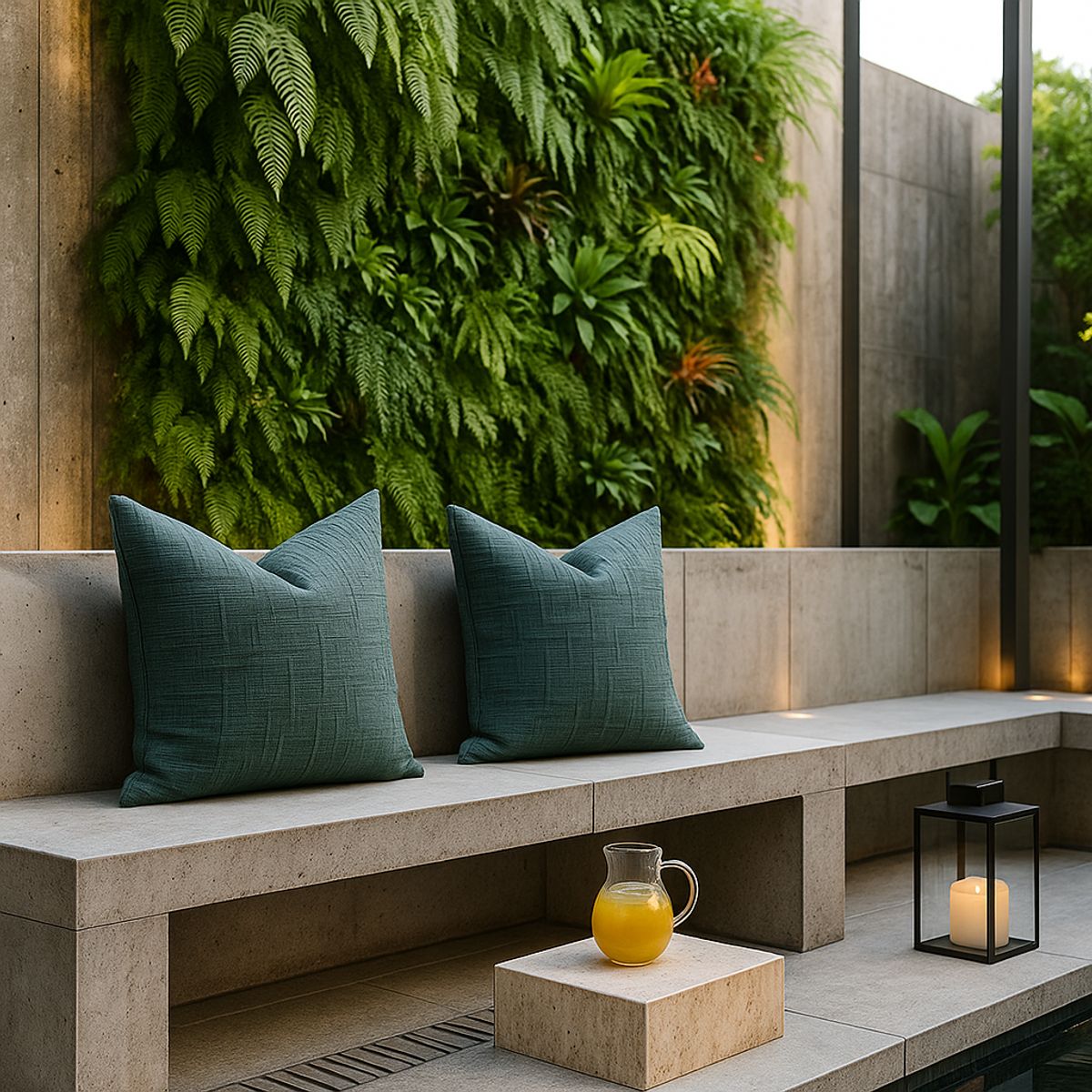 ARMONIA - Pack 2 fundas cojín 45x45 color verde textura chenille sofá cama 744