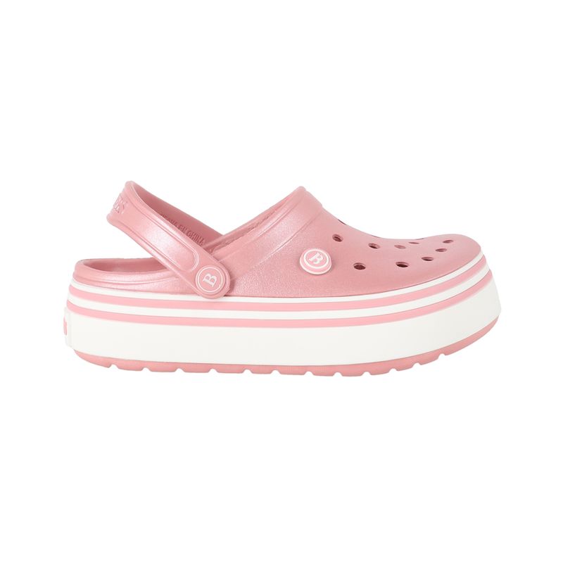 BAMERS - Zuecos Plataforma Niñas Bamers Airline Rosado Metálico