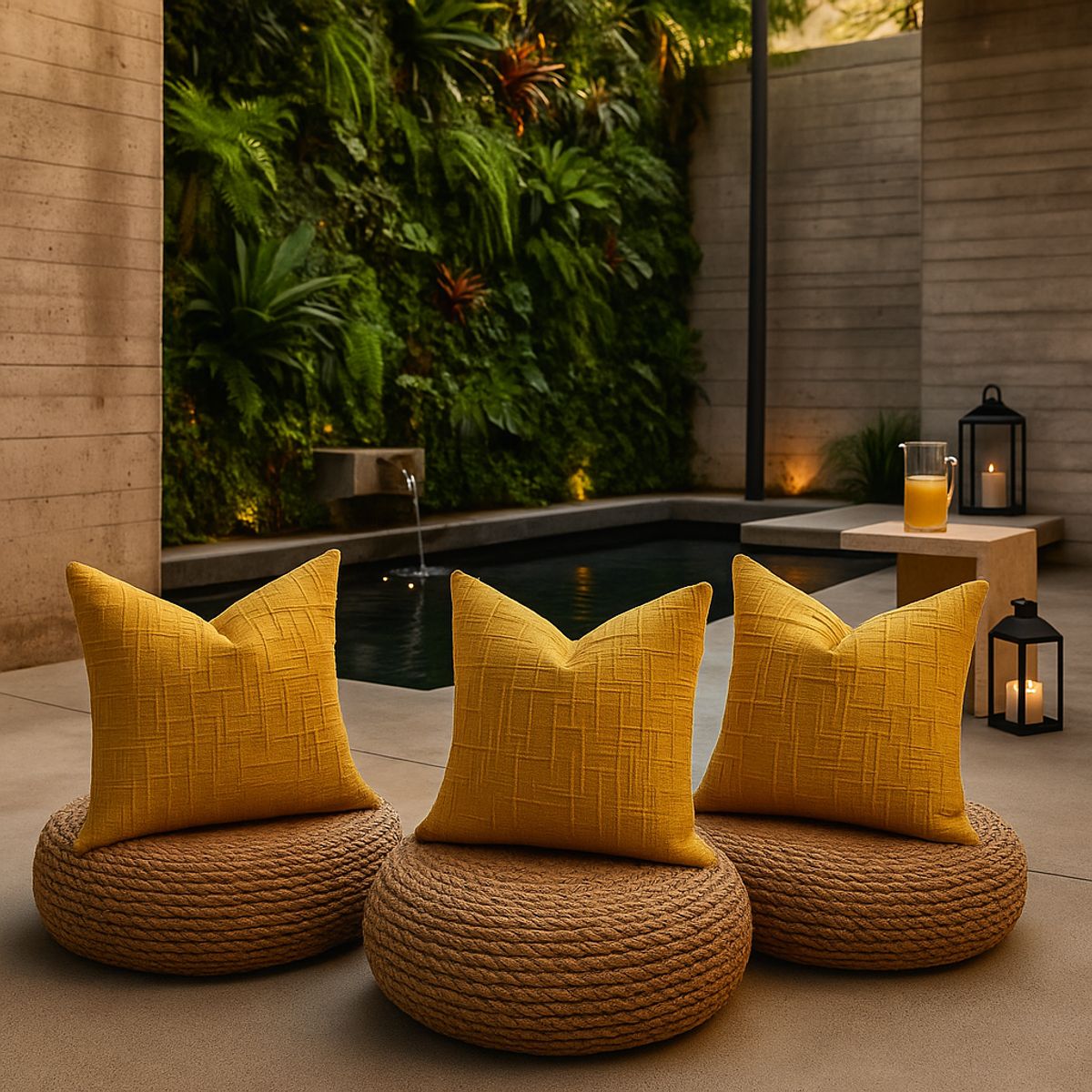 ARMONIA - Pack 3 fundas decorativas azul chenille cojín 45x45 estilo moderno 744