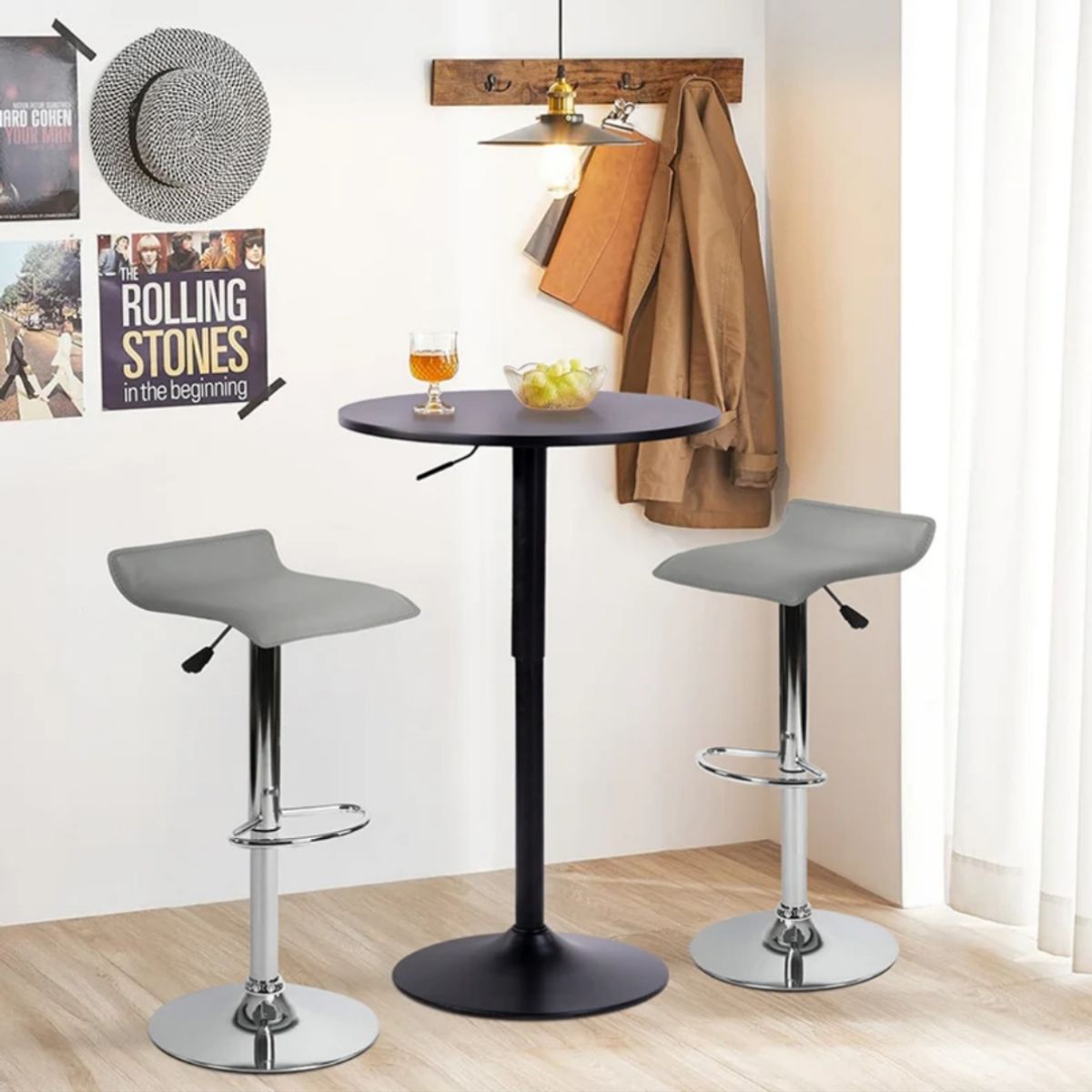 ARTIHOGAR - Pack 2 Mesas Bar Altura Regulable 60cm  Color Negro/Negro