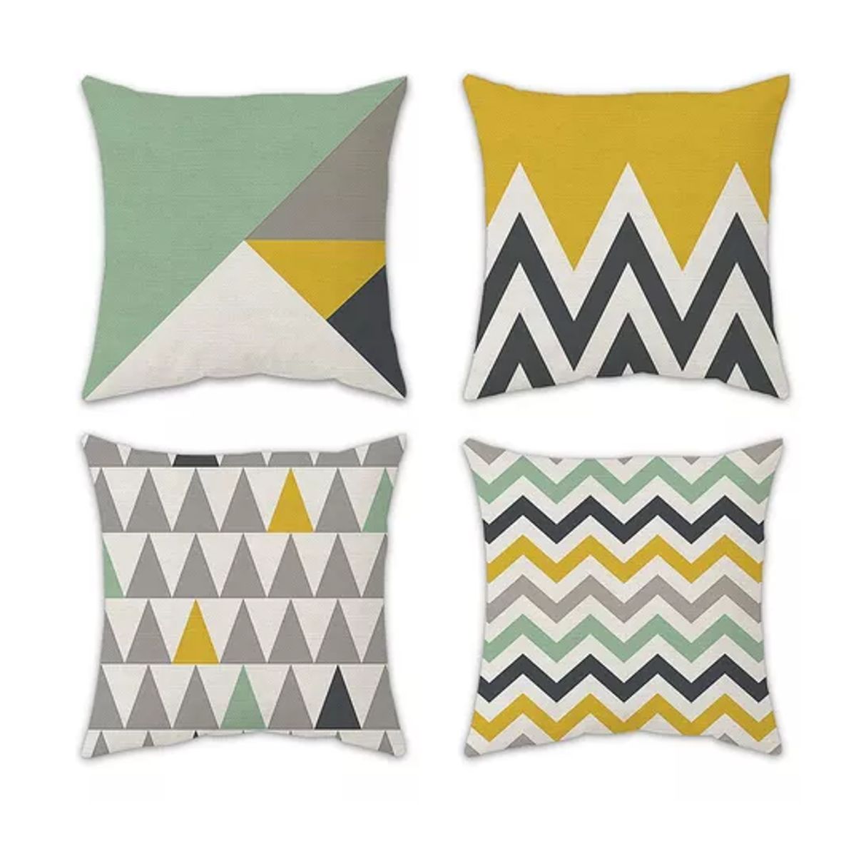 GENERICO - Pack 4 Fundas Cojín con Diseño 45x45 cm Triángulo Geométrico