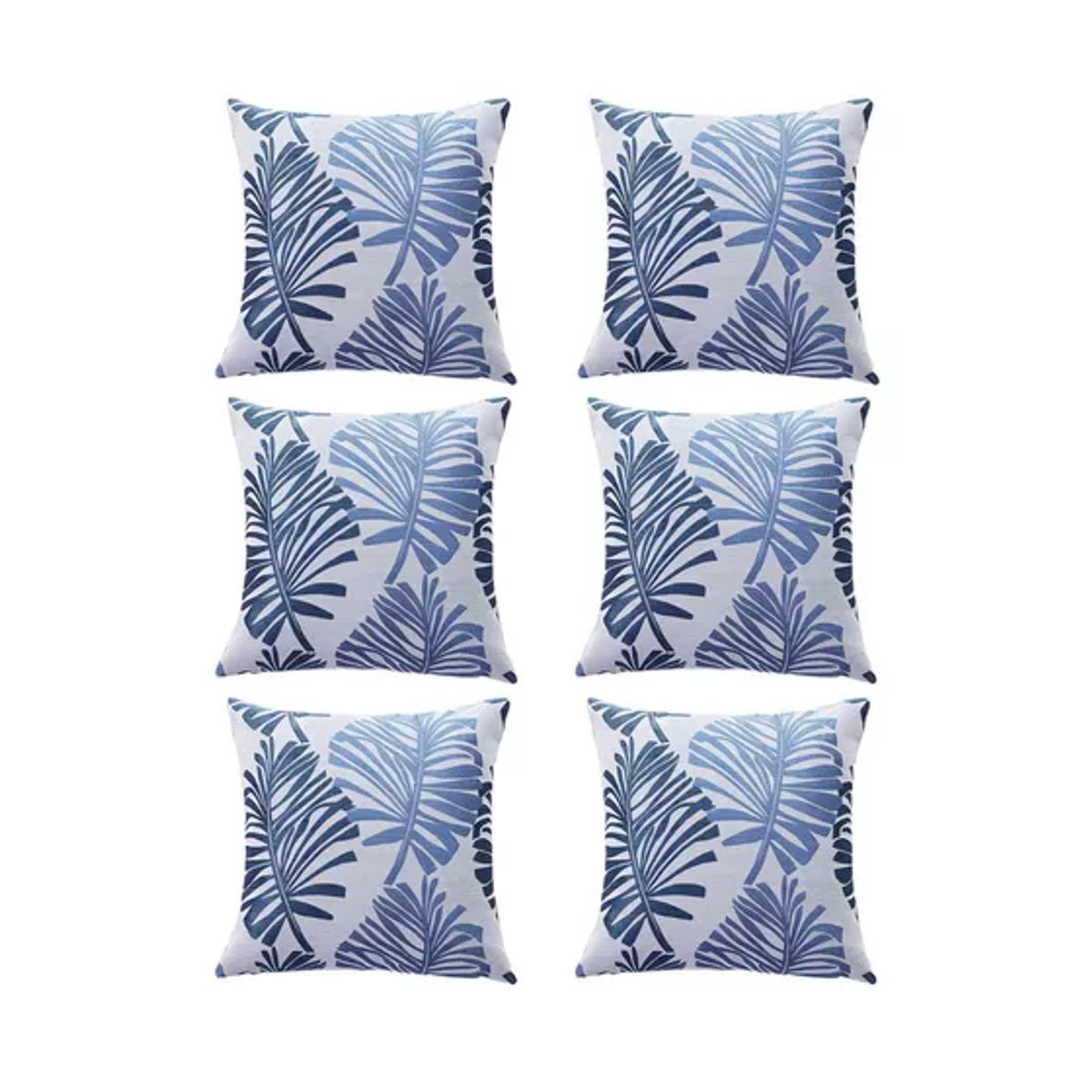 GENERICO - Pack de 6 Fundas de Cojín Lino Hoja Decoración 43x43 cm Azul