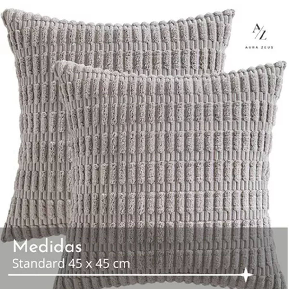 GENERICO - Pack 2 Fundas Cojín 45x45 cm con Diseño Suave para Sillón y Cama Gris