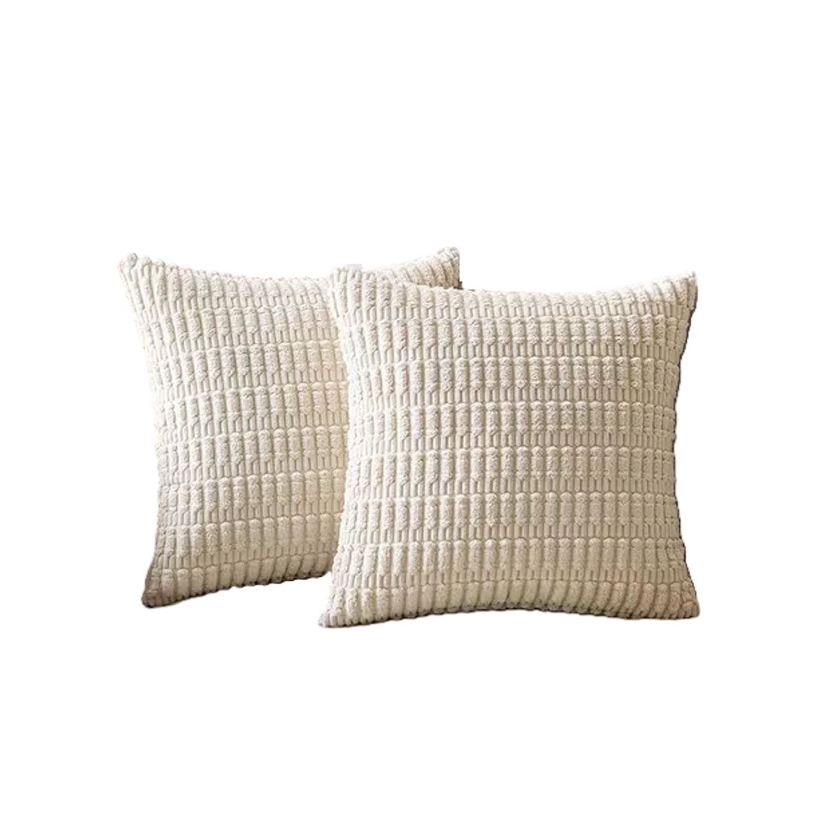GENERICO - Pack 2 Fundas Cojín 45x45 cm Diseño Suave Sillón/Cama Blanco Crema