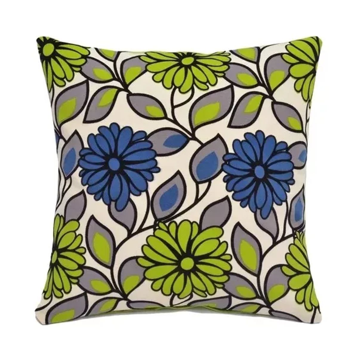 GENERICO - Pack 6 Fundas Cojín con Diseños y Colores 43x43 cm Verde con Azul Flor