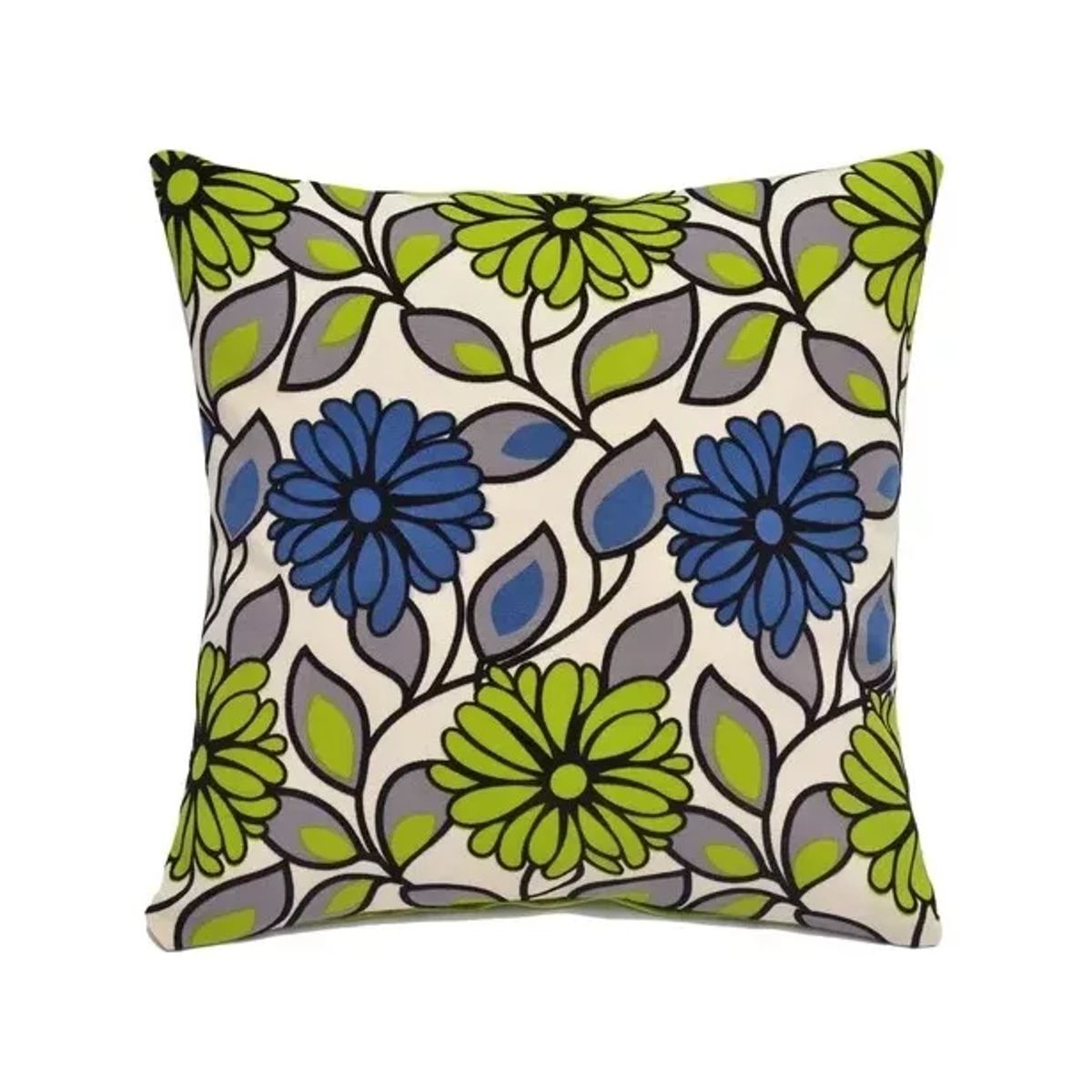 GENERICO - Pack 6 Fundas Cojín con Diseños y Colores 43x43 cm Verde con Azul Flor