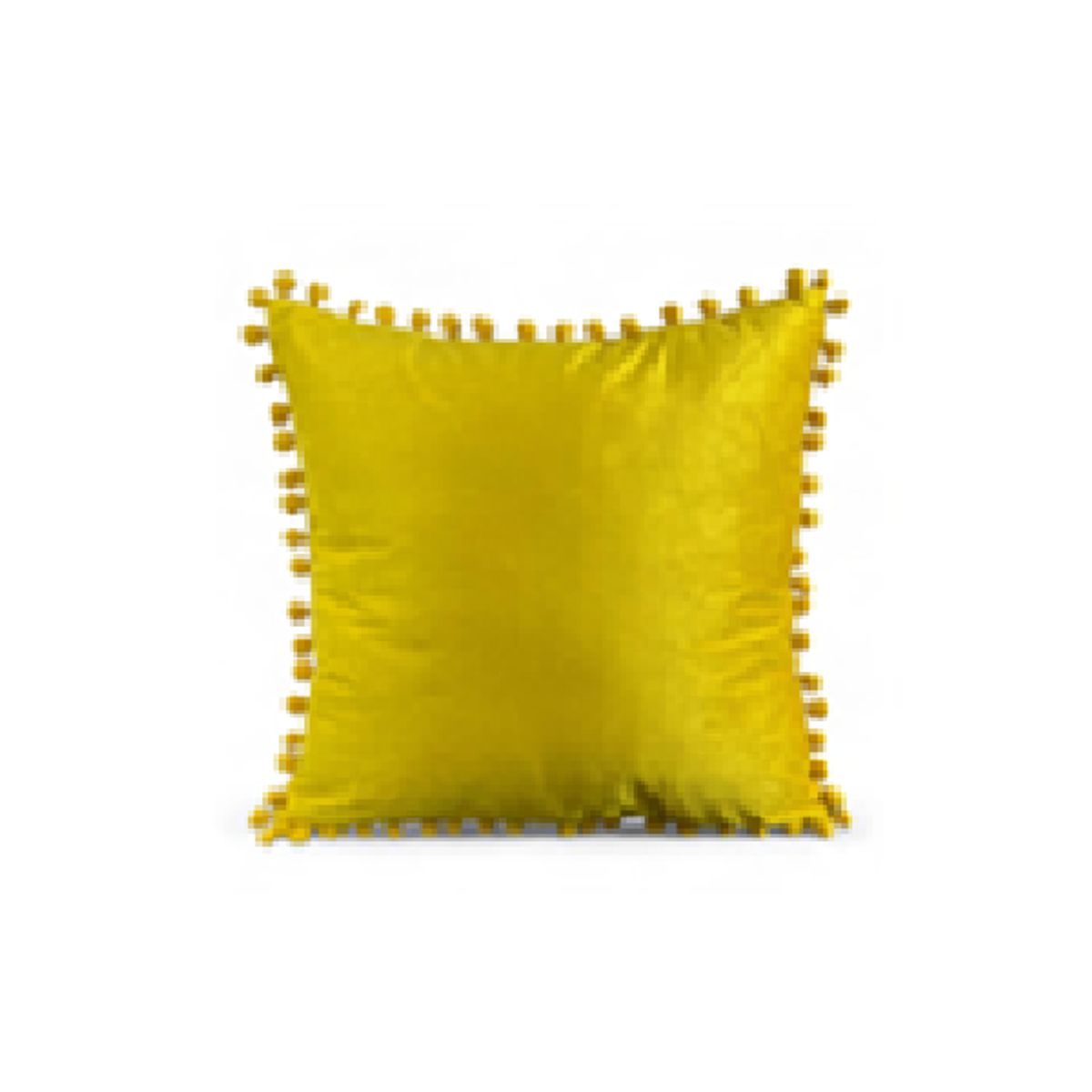 Pack de 2 Fundas de Cojines Terciopelo con Pompones 45x45 cm Amarillo, marca GENERICO - Foto Principal