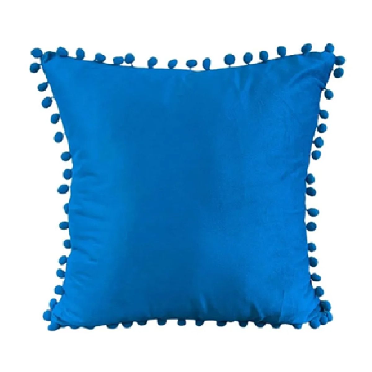 GENERICO - Pack 2 Fundas de Cojines Terciopelo con Pompones 45x45 cm Azul Marino