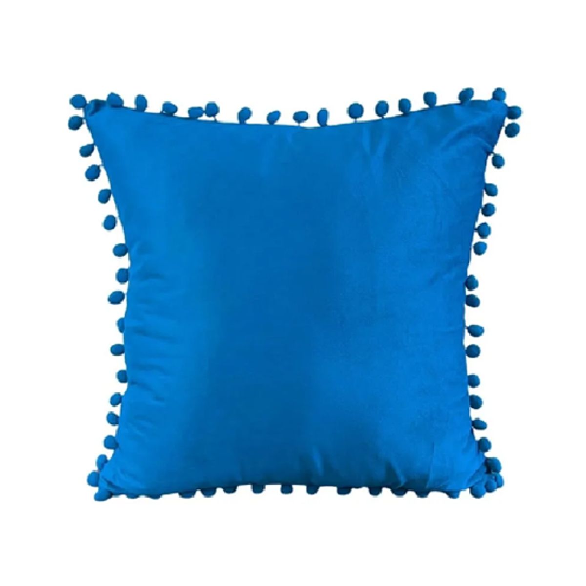 GENERICO - Pack 2 Fundas de Cojines Terciopelo con Pompones 45x45 cm Azul Marino