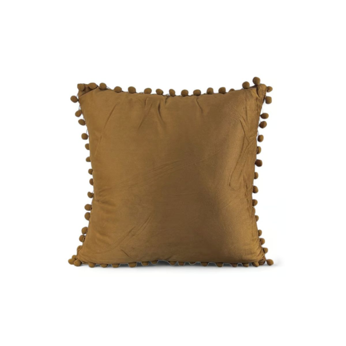GENERICO - Pack de 2 Fundas de Cojines Terciopelo con Pompones 45x45 cm Café