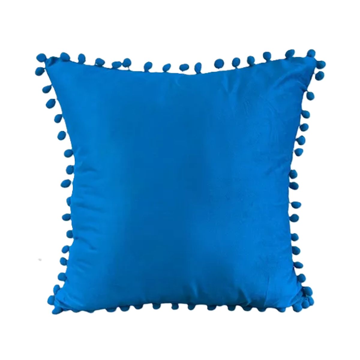 GENERICO - Pack de 2 Fundas de Cojines Terciopelo con Pompones 45x45 cm Celeste