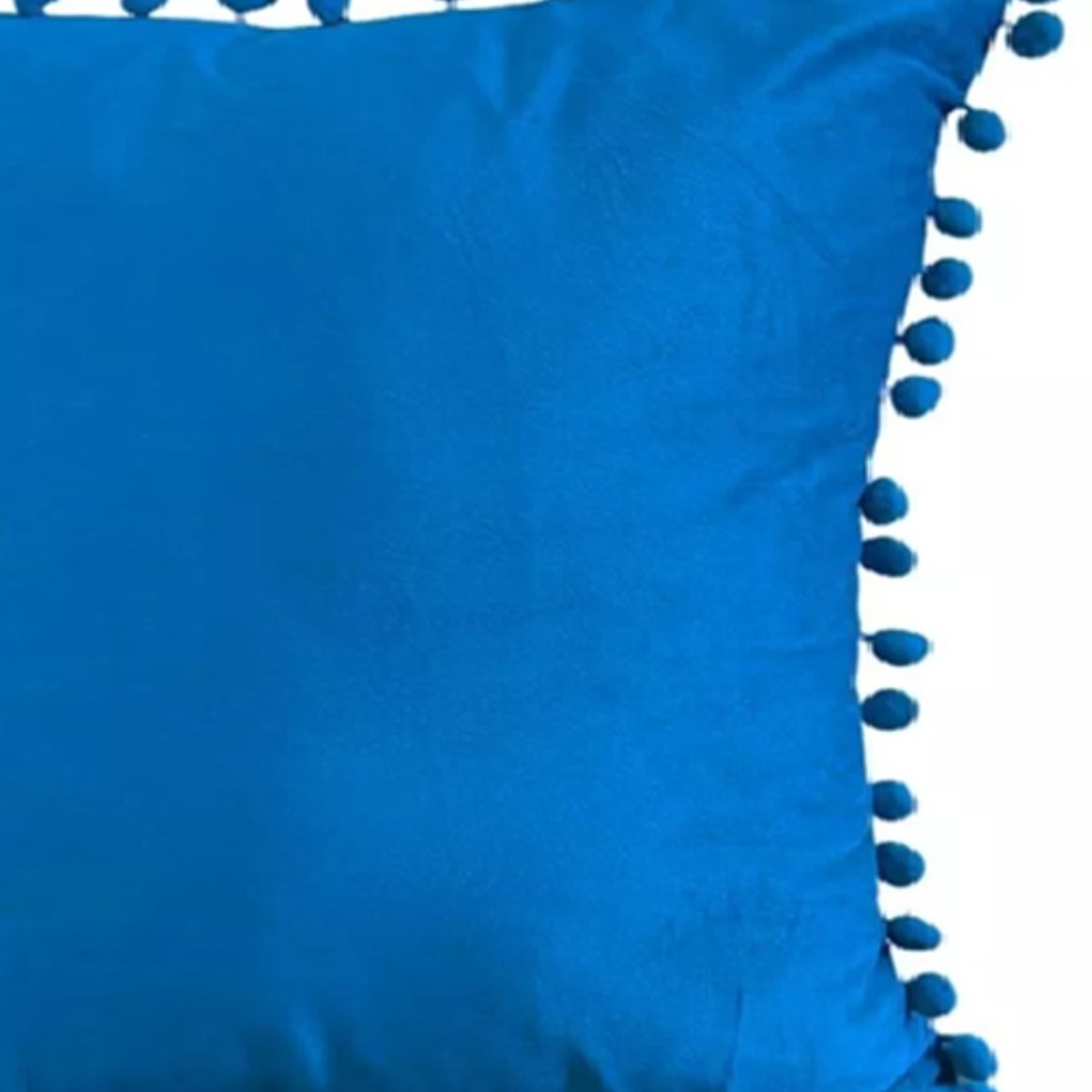 GENERICO - Pack de 2 Fundas de Cojines Terciopelo con Pompones 45x45 cm Celeste
