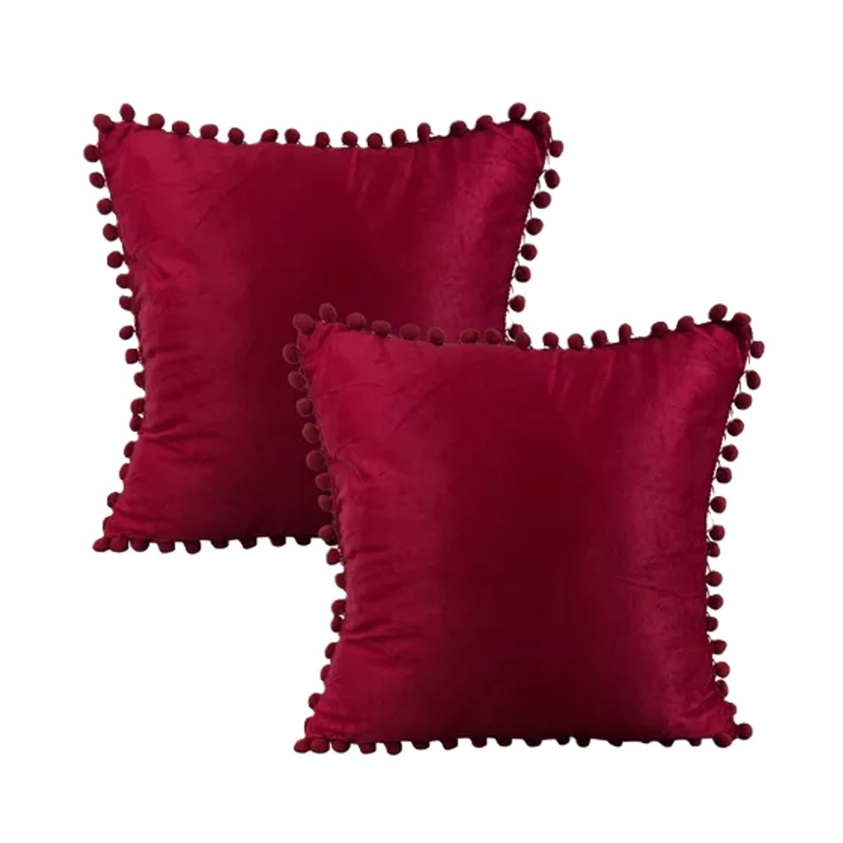 GENERICO - Pack 2 Fundas de Cojines Terciopelo con Pompones 45x45 cm Conchevino