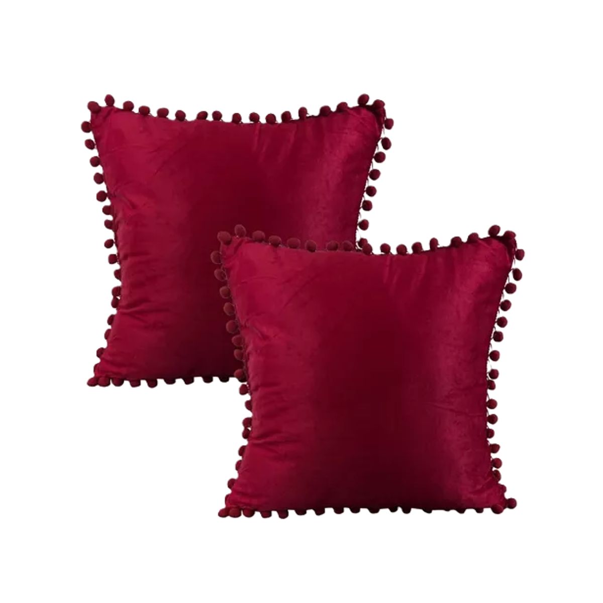 GENERICO - Pack 2 Fundas de Cojines Terciopelo con Pompones 45x45 cm Conchevino