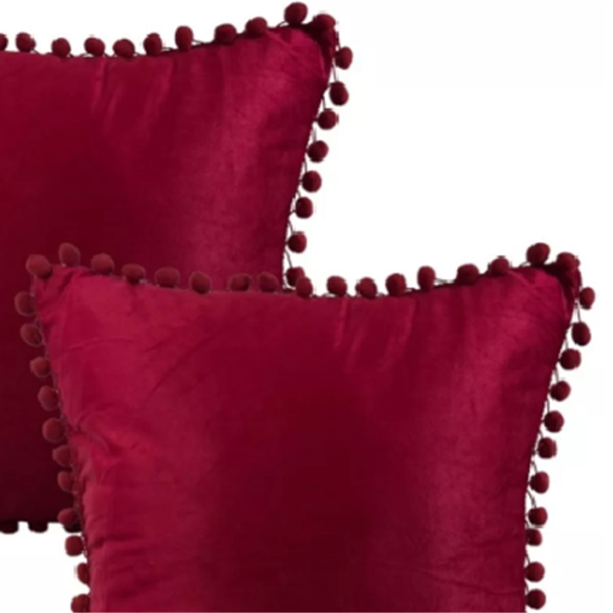 GENERICO - Pack 2 Fundas de Cojines Terciopelo con Pompones 45x45 cm Conchevino