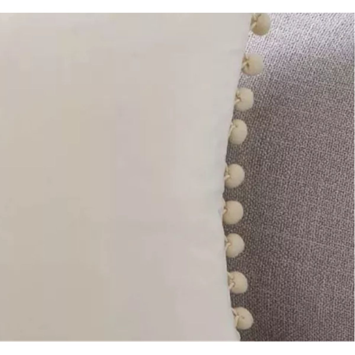 GENERICO - Pack de 2 Fundas de Cojines Terciopelo con Pompones 45x45 cm Crema