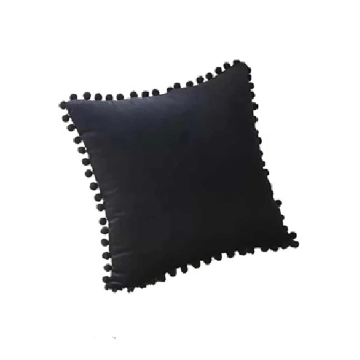 GENERICO - Pack de 2 Fundas de Cojines Terciopelo con Pompones 45x45 cm Negra