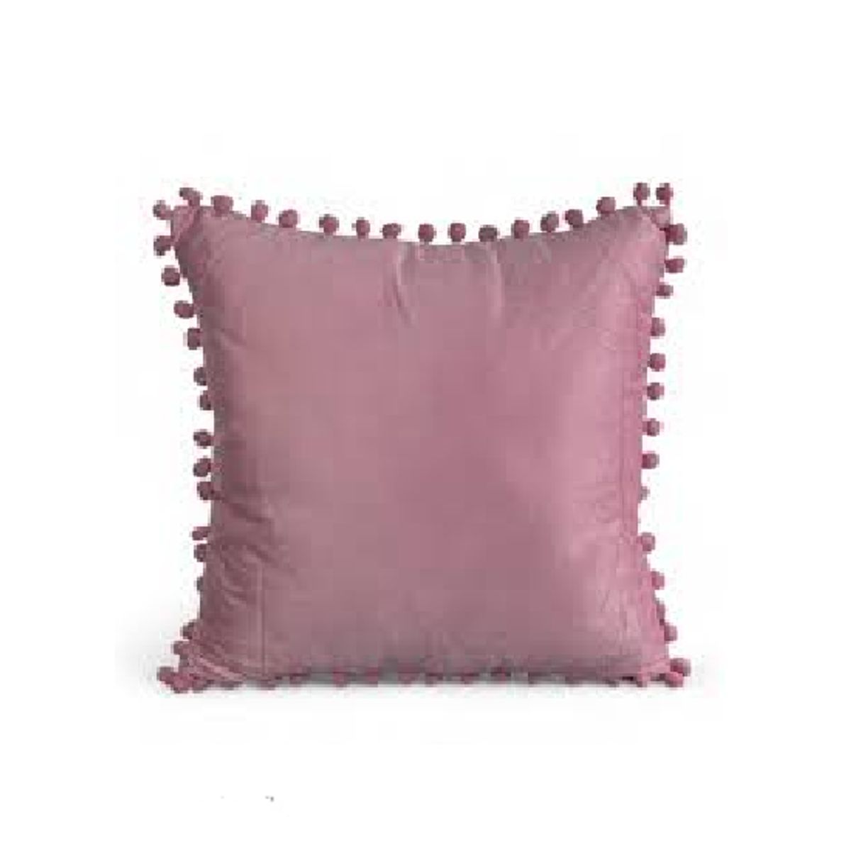 GENERICO - Pack de 2 Fundas de Cojines Terciopelo con Pompones 45x45 cm Rosada