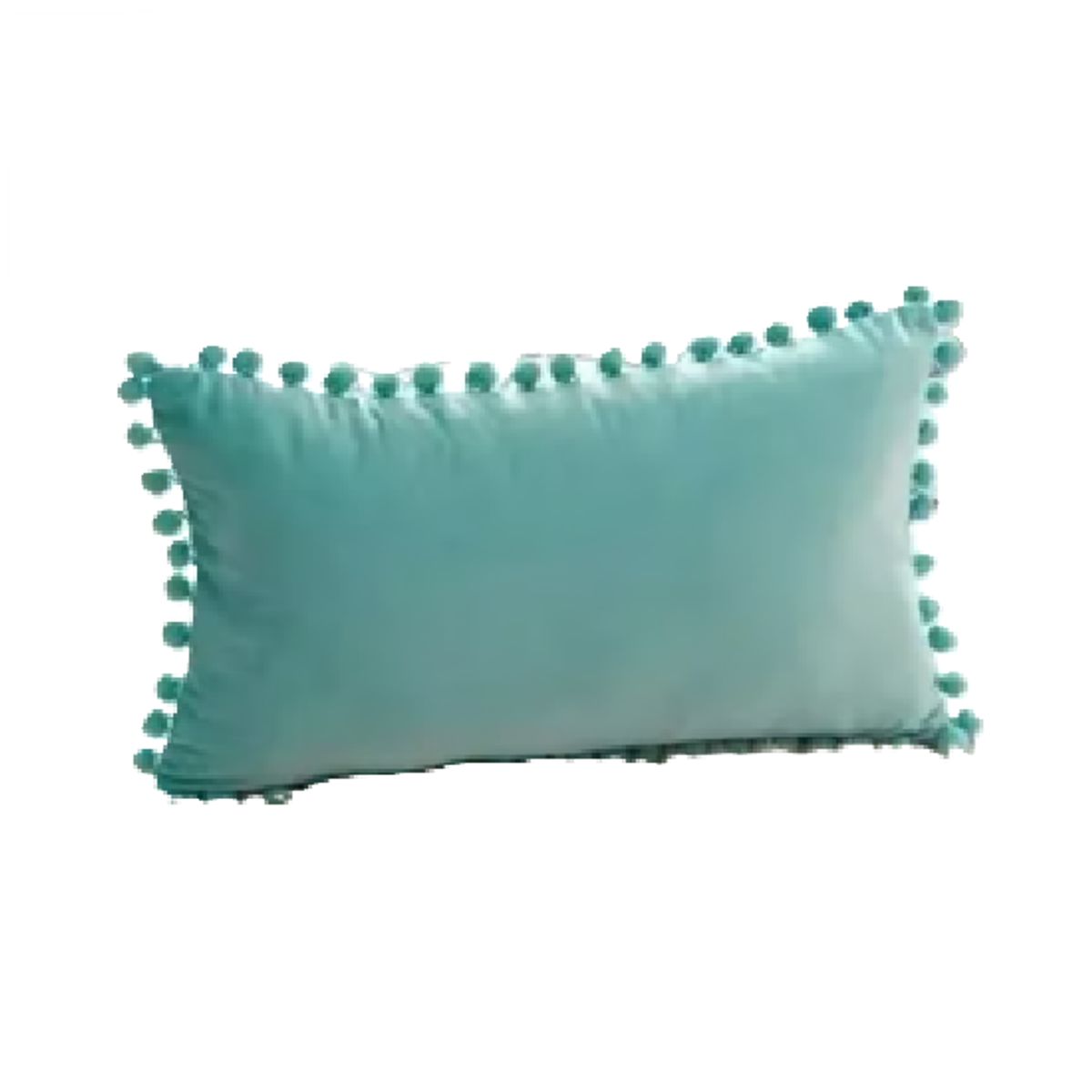 GENERICO - Pack de 2 Fundas de Cojín Terciopelo con Pompones 30x50 cm Turquesa