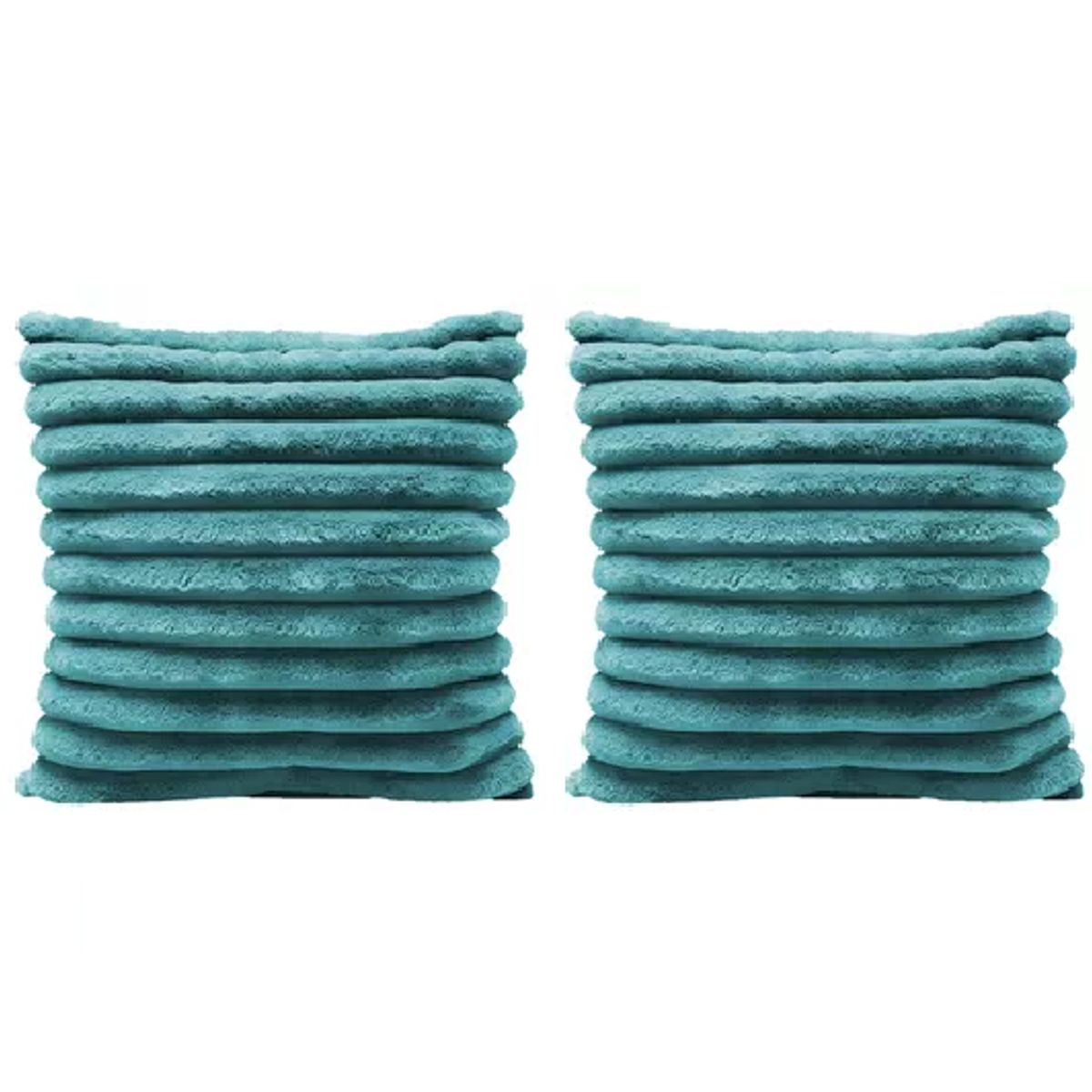 GENERICO - Pack 2 fundas cojín super suave líneas decoración 43x43 cm turquesa
