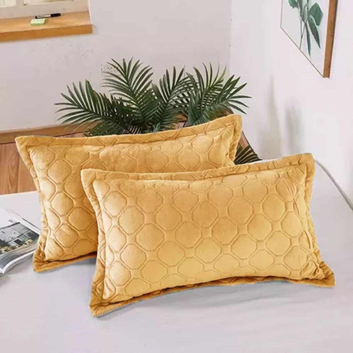 GENERICO - Fundas de almohadas con diseño gamuza 50x75 cm color beige