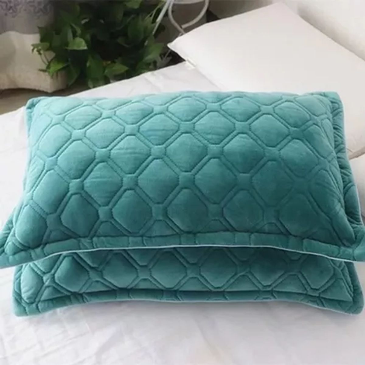 GENERICO - Fundas de almohadas con diseño gamuza 50x75 cm color turquesa