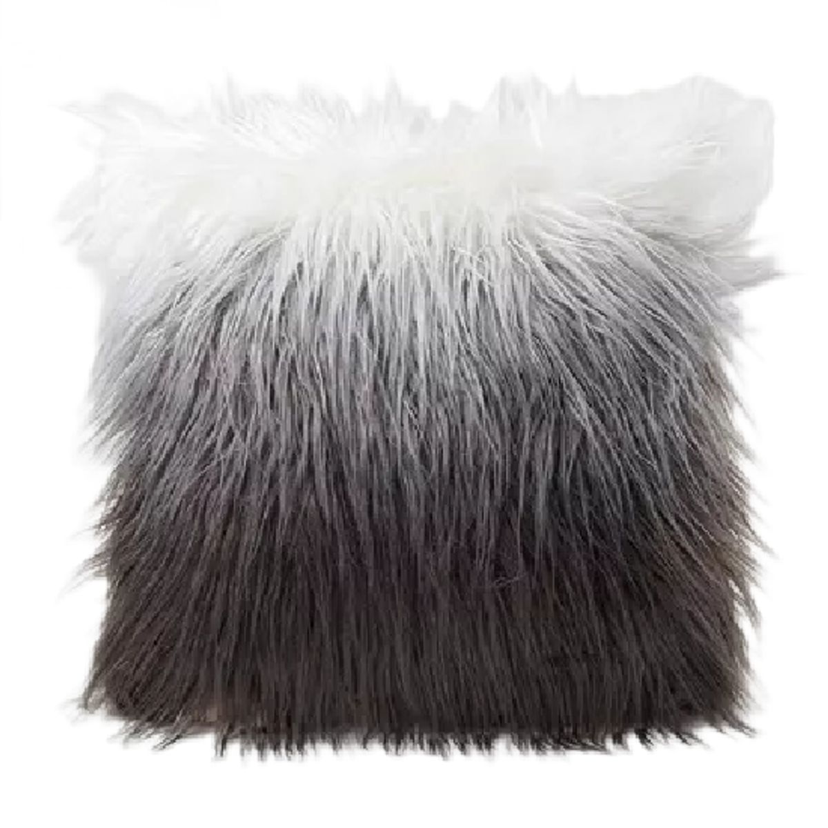 GENERICO - Fundas de cojín peluditas 45x45 cm color gris con blanco