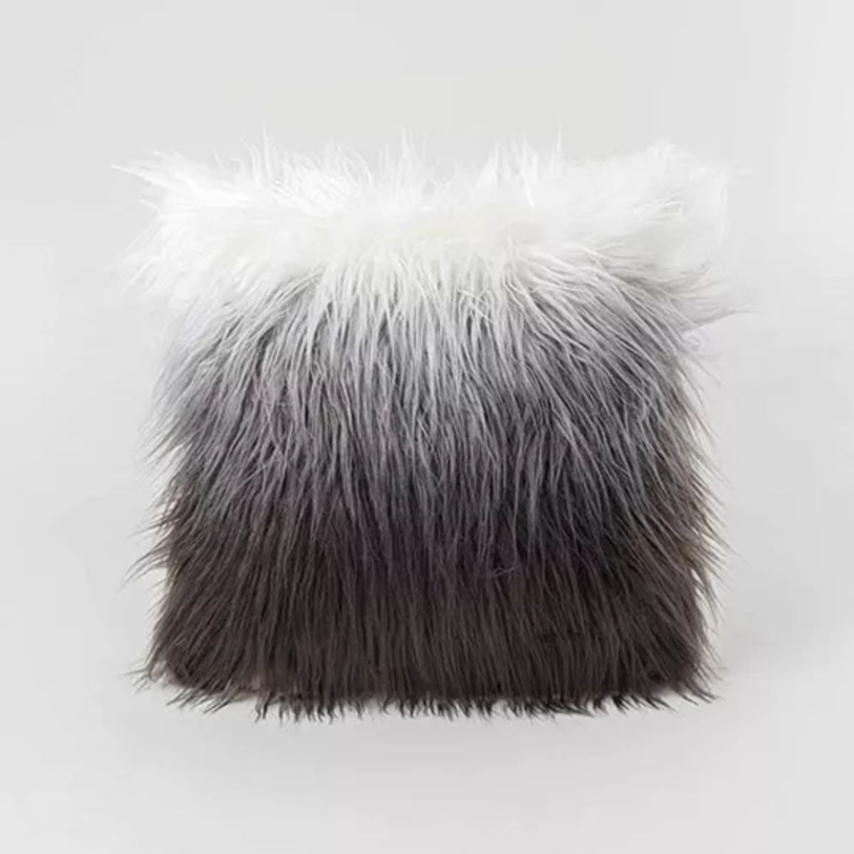 GENERICO - Fundas de cojín peluditas 45x45 cm color gris con blanco