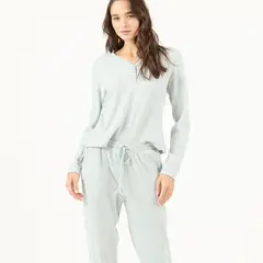 BARBIZON - Pijama de Mujer Leti Rib Gris Claro