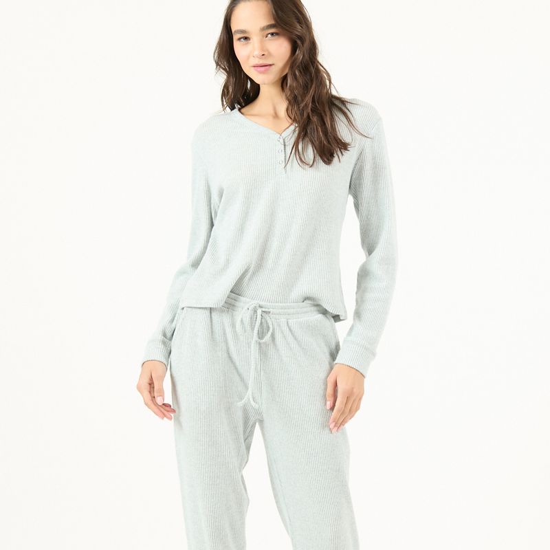 BARBIZON - Pijama de Mujer Leti Rib Gris Claro