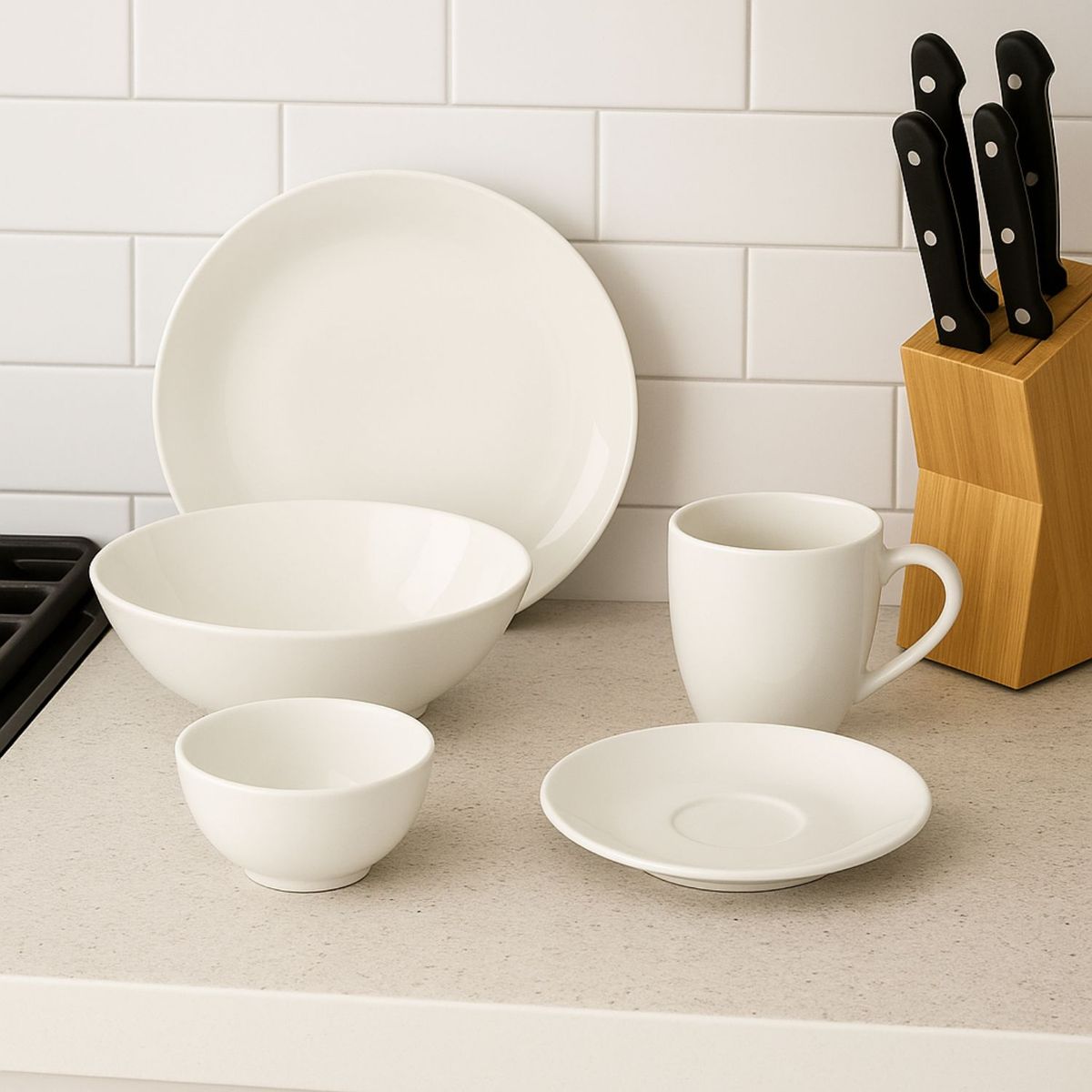HALLEN - Set Vajilla 60 Piezas Hallen Blanca Moderna Gourmet Moderna