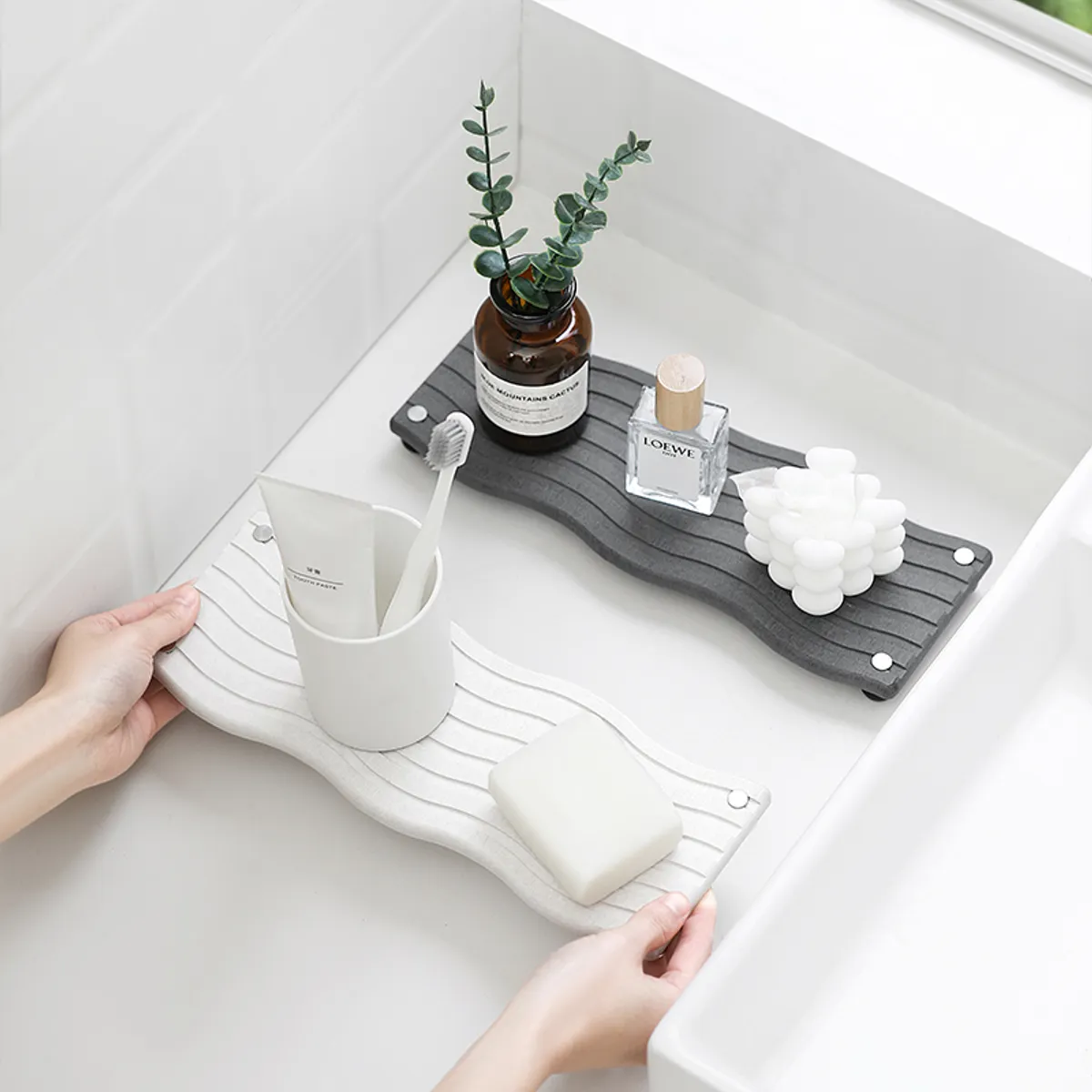 GENERICO - Organizador Baño Cocina Secado Rápido Ondulado Para Jabón Y Esponjas