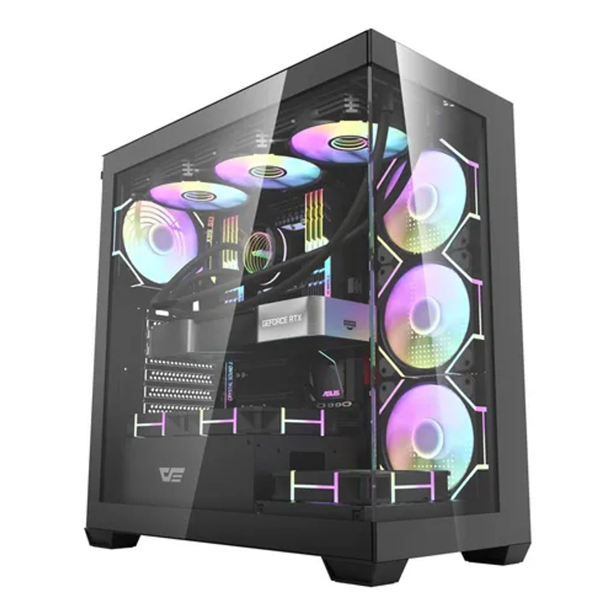 GENERICO - Gabinete darkflash ds900 black atx vidrio templado color neg