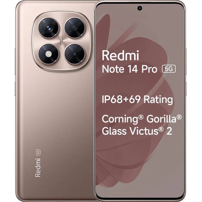 XIAOMI - Xiaomi Redmi Note 14 Pro 5G Resistente agua 8GB RAM+ 256GB Memoria NFC AI Cmara 200MP -Gold