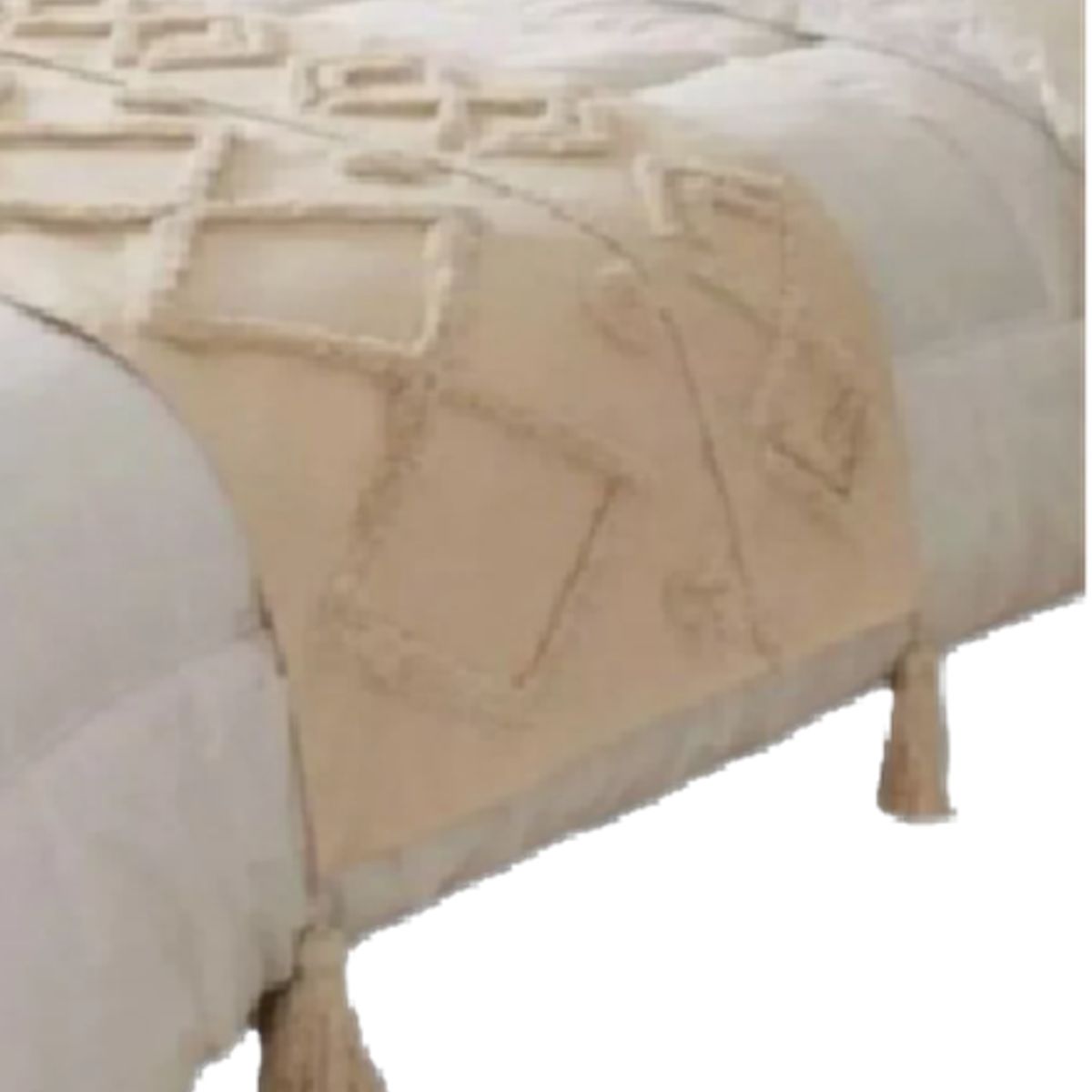 GENERICO - Piecera cama boho bordada cama king y 2 plazas diseño 7 color blanco