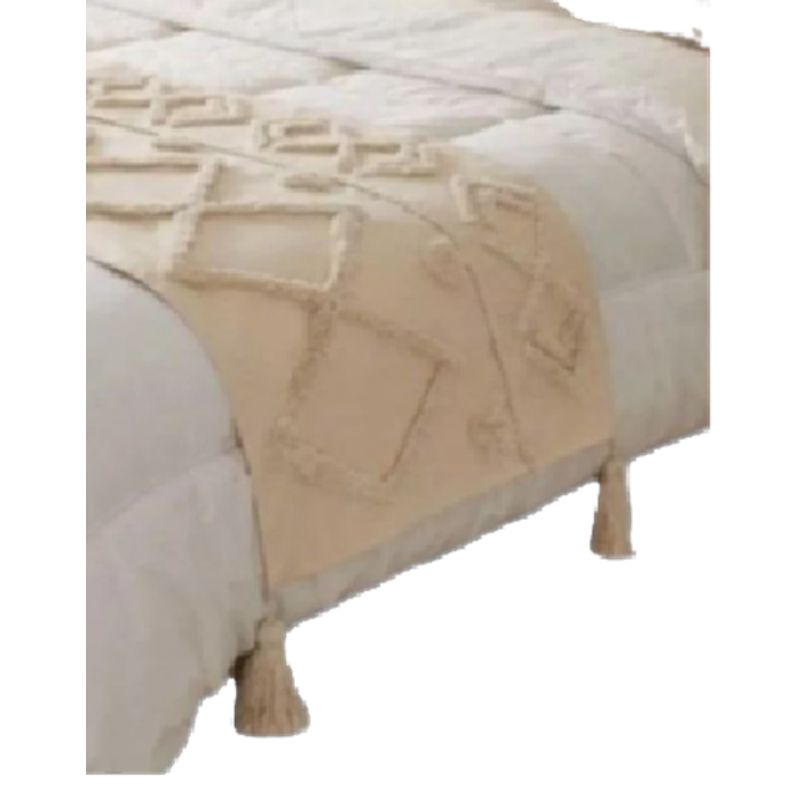 GENERICO - Piecera cama boho bordada cama king y 2 plazas diseño 7 color blanco