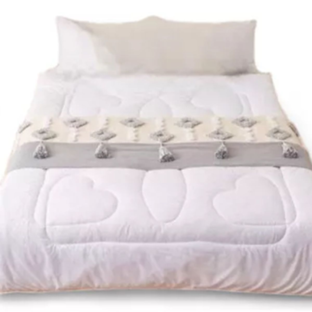GENERICO - Piecera cama boho bordada cama king y 2 plazas diseño 3 color blanco
