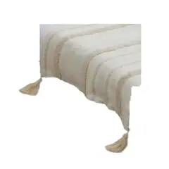 GENERICO - Piecera cama boho bordada cama king y 2 plazas color blanco