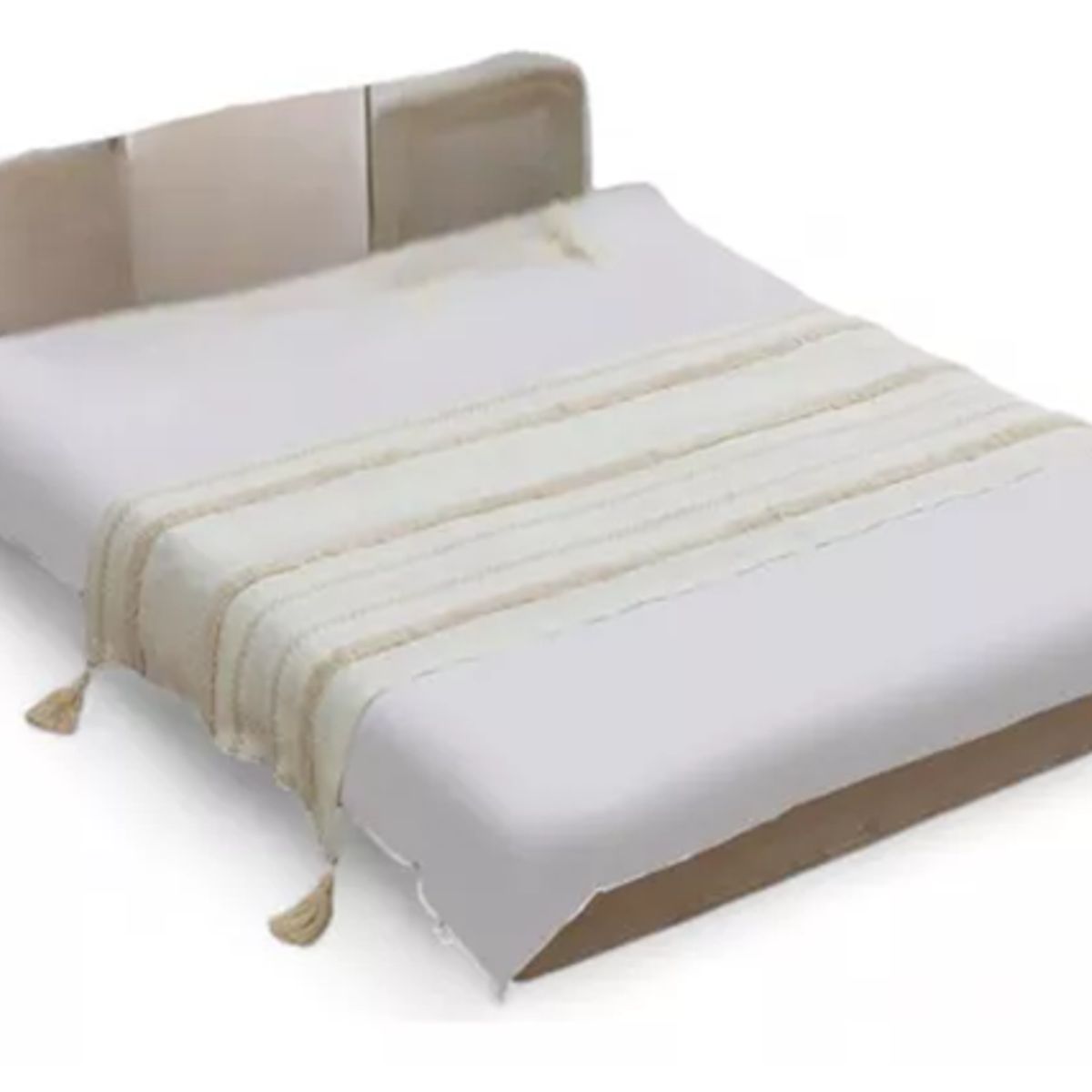 GENERICO - Piecera cama boho bordada cama king y 2 plazas color blanco