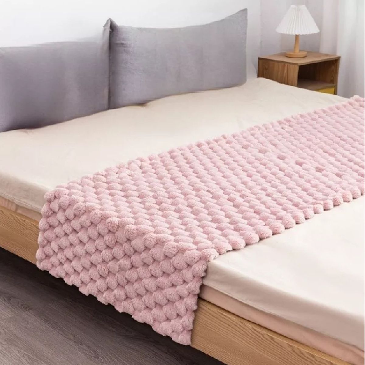 GENERICO - Piecera plush peludita 2 plazas o king 70x190 cm color rosa