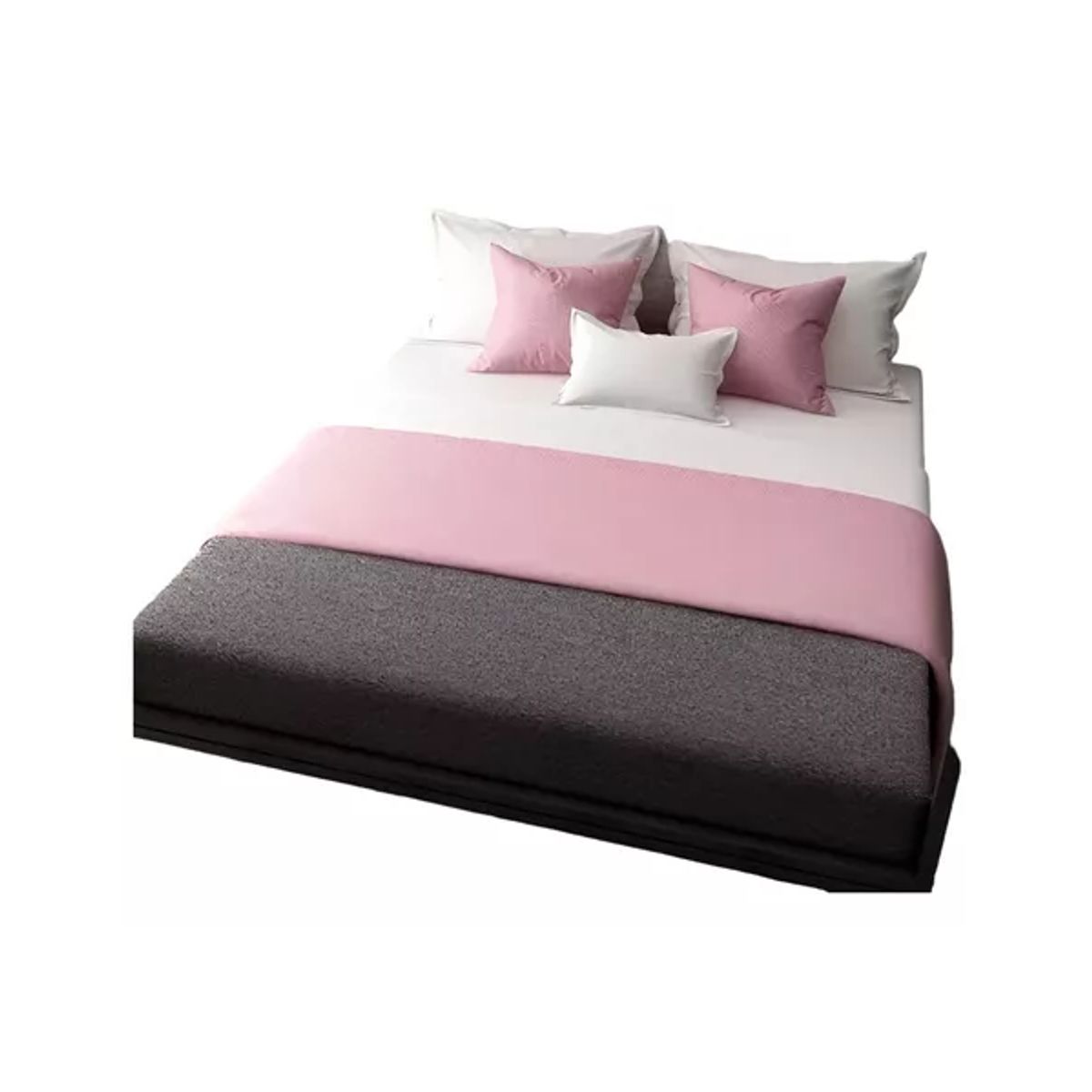 GENERICO - Piecera 60x220 cm + 2 fundas para cama gruesa color palo rosa