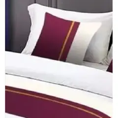 GENERICO - Pieceras para cama decorativa 60x200 cm + 2 fundas 45x45 diseño 2 color burdeos