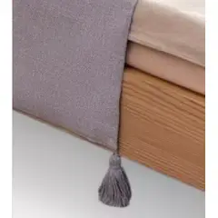 GENERICO - Piecera para cama 2 plaza - king en lino pompones color gris