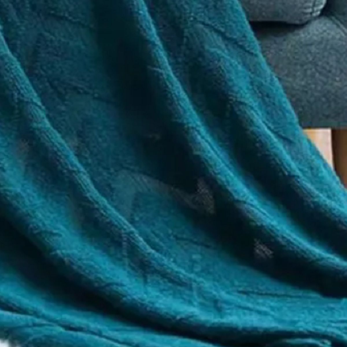 GENERICO - Manta decorativa tejida para sillón y piecera cama color azul