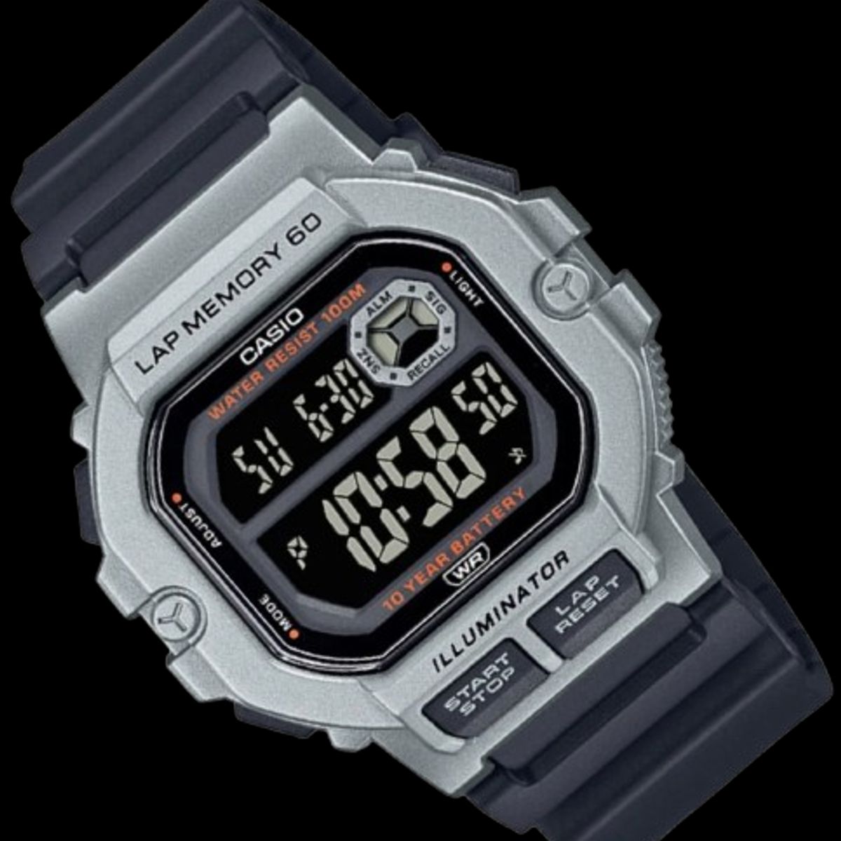 CASIO - RELOJ CASIO WS1400H-1B HOMBRE DEOPORTIVO 60 LAP MEMORIAS