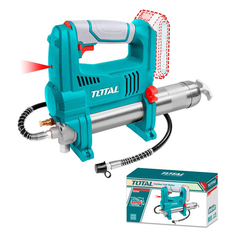 TOTAL TOOLS - Pistola Engrasadora Grasera Inalámbrica 10000psi 20V Total